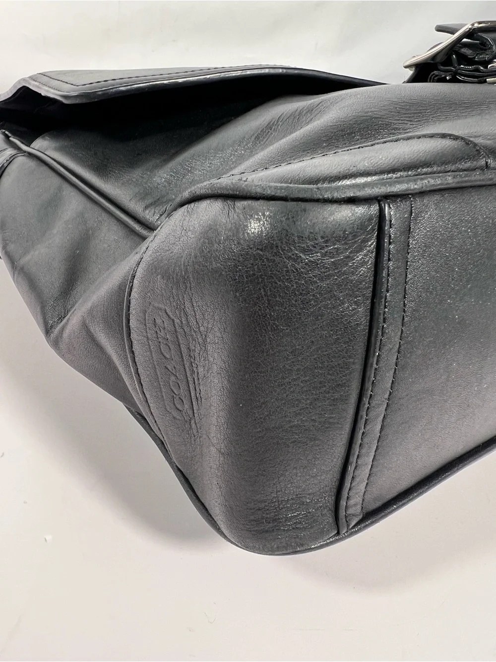 4078: Vintage Coach Black Leather Briefcase Messenger Bag 70304
